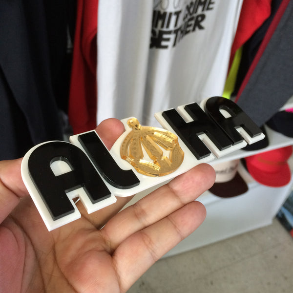 "Aloha Crown" Plexi-Decal By Island Silver (White/black/gold) 7/31