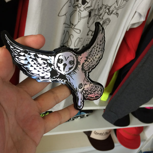 "Pueo" Plexi-Decal By Island Silver (Silver on Black)